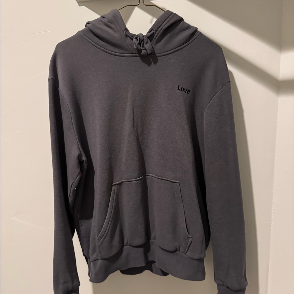 H&M Gray Sweatshirt Hoodie with Ribbed Cuffs